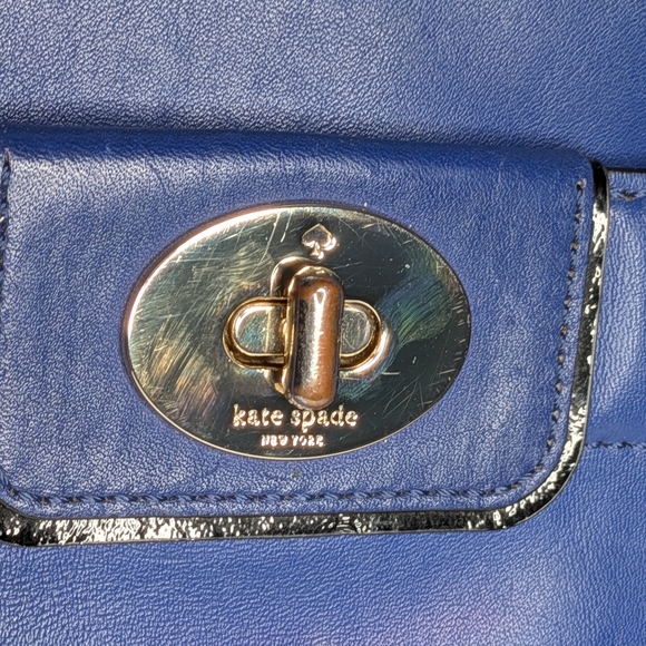 Kate Spade New York Tote Hampton Road Davis Blue Smooth Leather Turn Lock Large - Picture 10 of 16